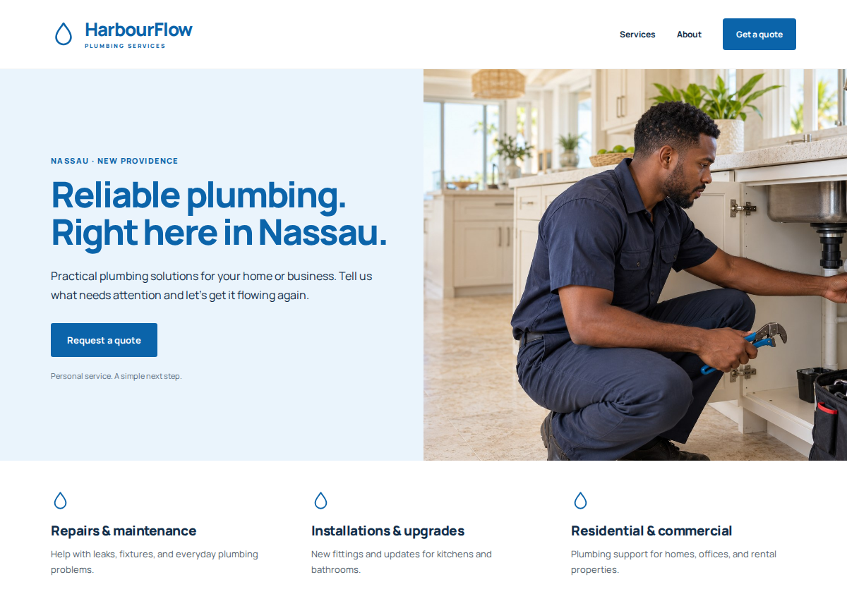 HarbourFlow plumbing sample website